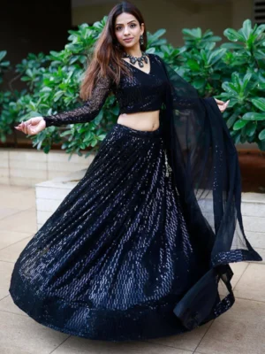 Midnight Black Lehenga Set