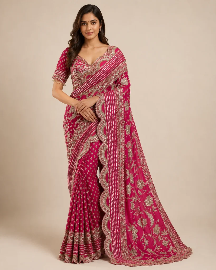 01-Vastram-Dark-Coral-Pink-Sequin-Embroidered-Saree-Hero-Front