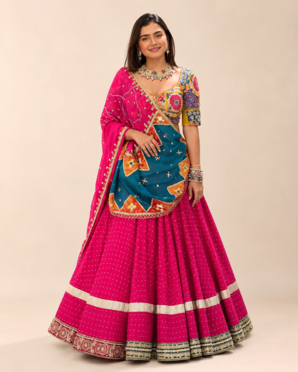 01-Vastram-Fuchsia-Multicolor-Patchwork-Lehenga-Set-Hero-Front