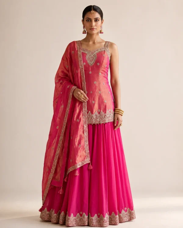 01-Vastram-Magenta-Pink-Gold-Embroidered-Palazzo-Set-Hero-Front