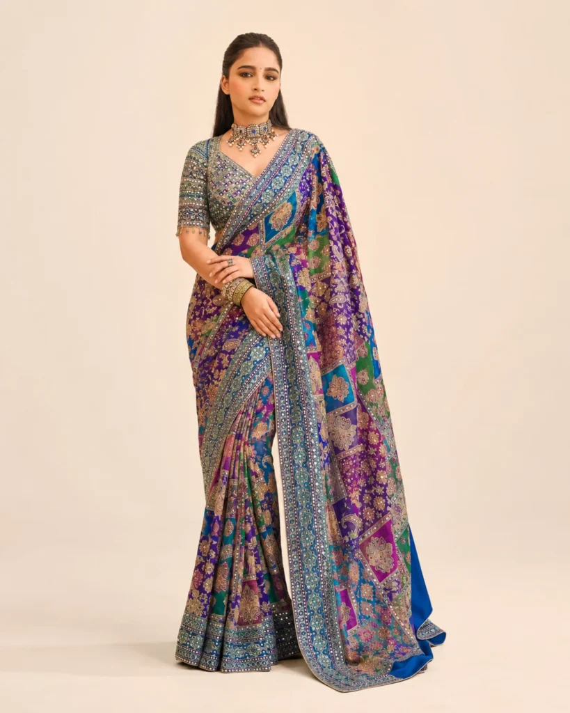 01-Vastram-Teal-Purple-Multicolor-Mirror-Work-Saree-Hero-Front