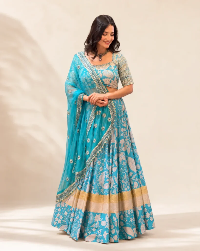 01-Vastram-Turquoise-Floral-Lehenga-Set-Hero-Front