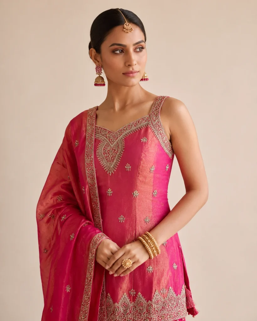 03-Vastram-Magenta-Pink-Gold-Embroidered-Palazzo-Set-Embroidery-Detail-Closeup