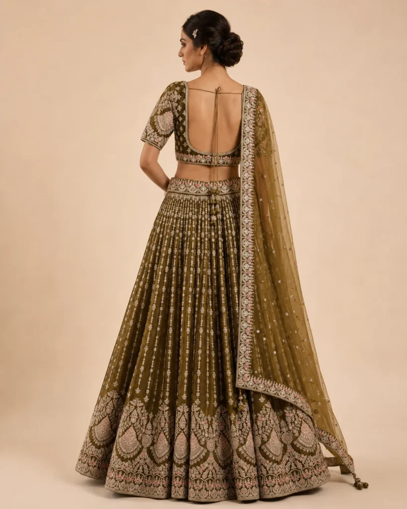 03-Vastram-Olive-Green-Silver-Embroidered-Lehenga-Set-Embroidery-Detail-Closeup