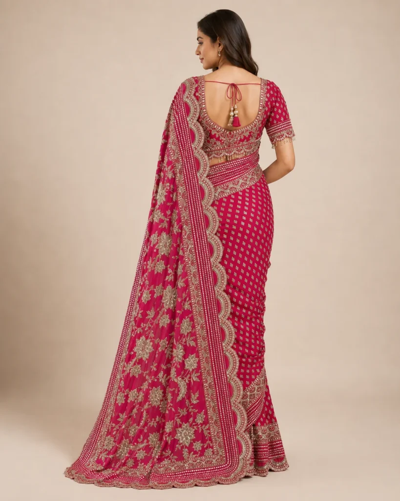 04-Vastram-Dark-Coral-Pink-Sequin-Embroidered-Saree-Back-View