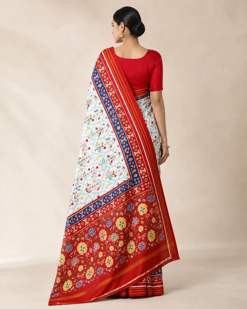 04-Vastram-Red-White-Multicolor-Patola-Print-Saree-Back-View