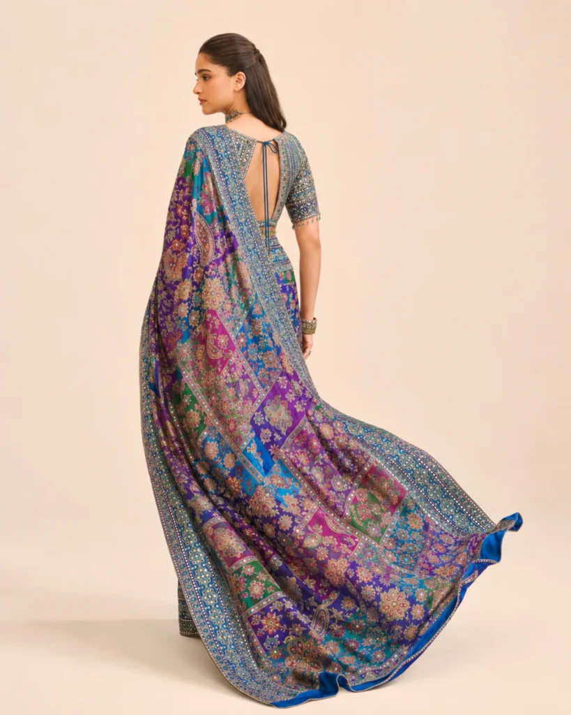 05-Vastram-Teal-Purple-Multicolor-Mirror-Work-Saree-Side-Profile