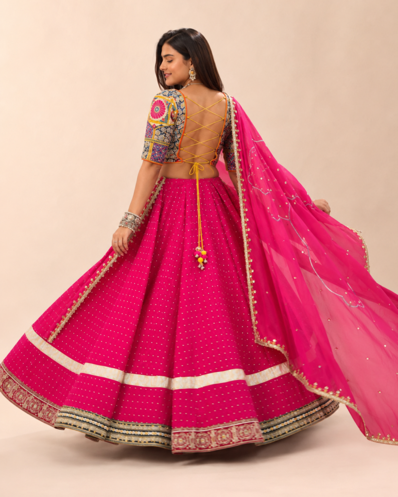 08-Vastram-Fuchsia-Multicolor-Patchwork-Lehenga-Set-Back-View